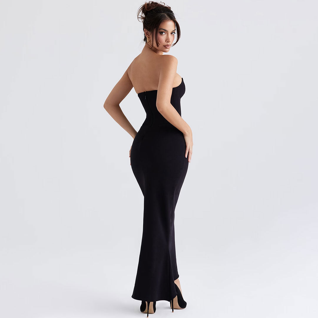 Sexy Sweetheart Neck Strapless Drop Waist Fishtail Maxi Evening Dress - Fashionpara