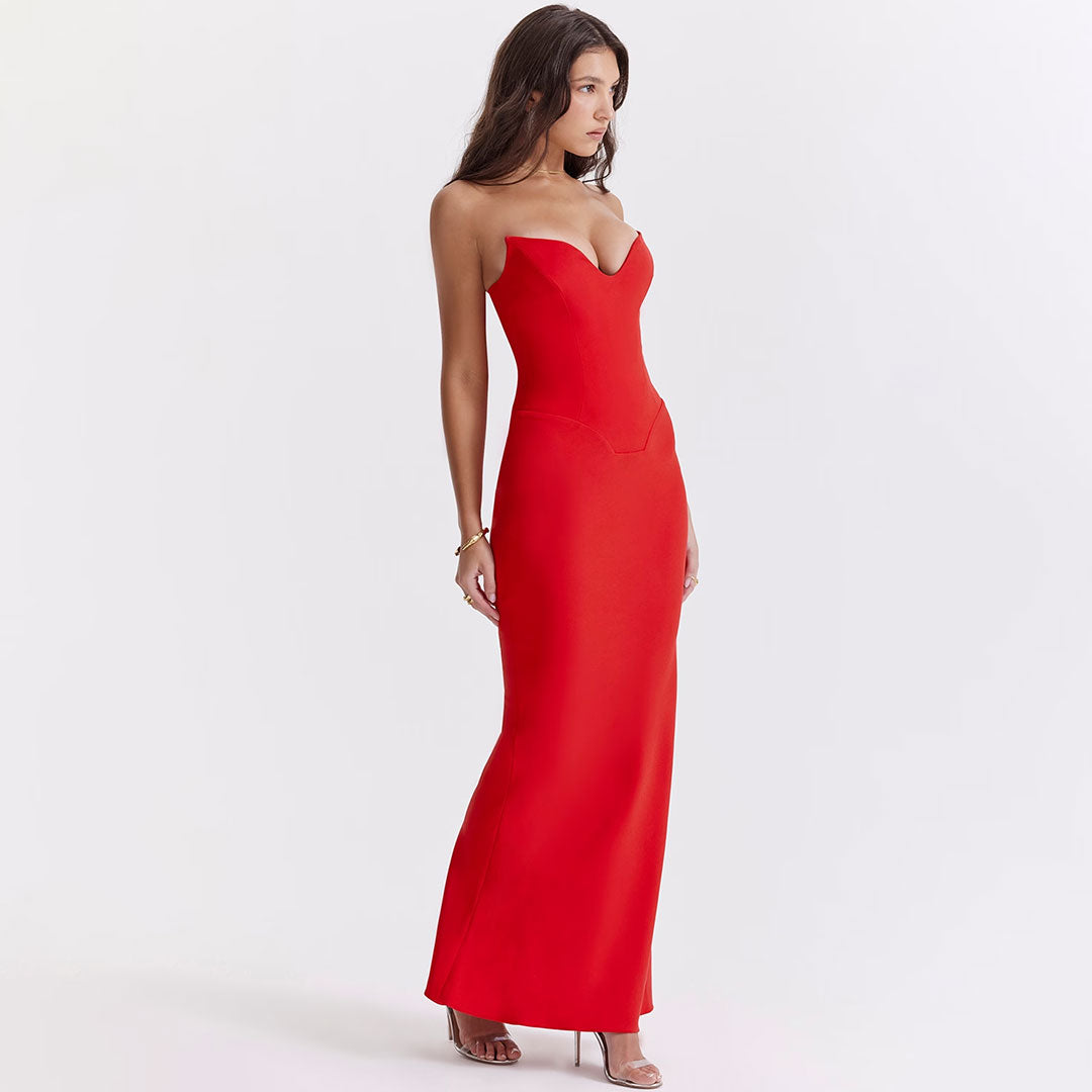 Sexy Sweetheart Neck Strapless Drop Waist Fishtail Maxi Evening Dress - Fashionpara