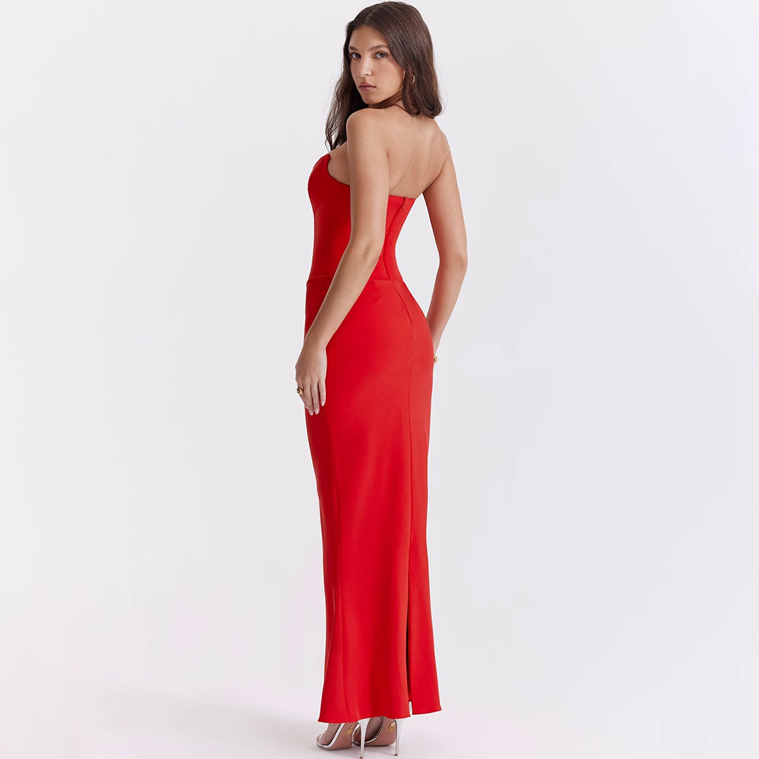 Sexy Sweetheart Neck Strapless Drop Waist Fishtail Maxi Evening Dress - Fashionpara