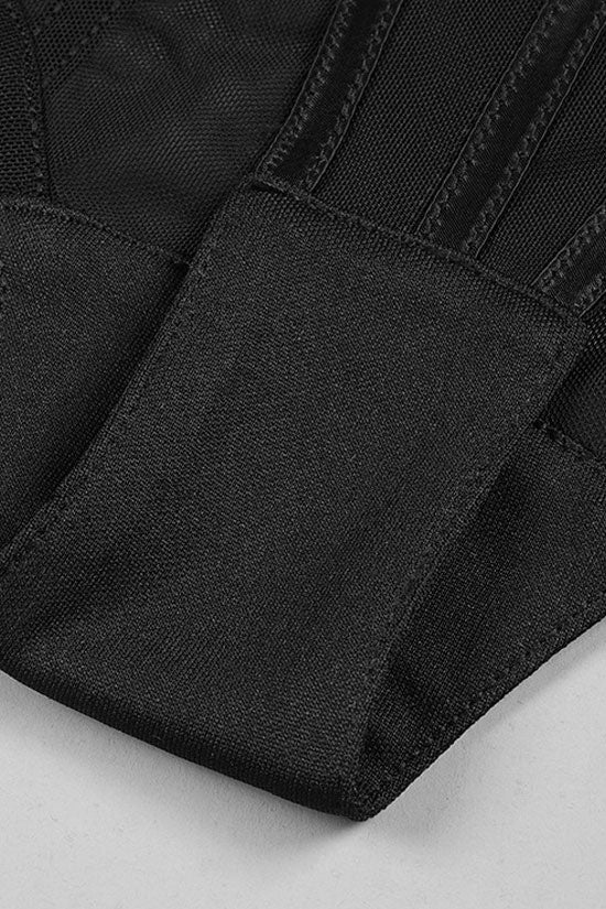 Sexy Sweetheart Neck Strapless High Waist Sheer Mesh Corset Bodysuit - Fashionpara