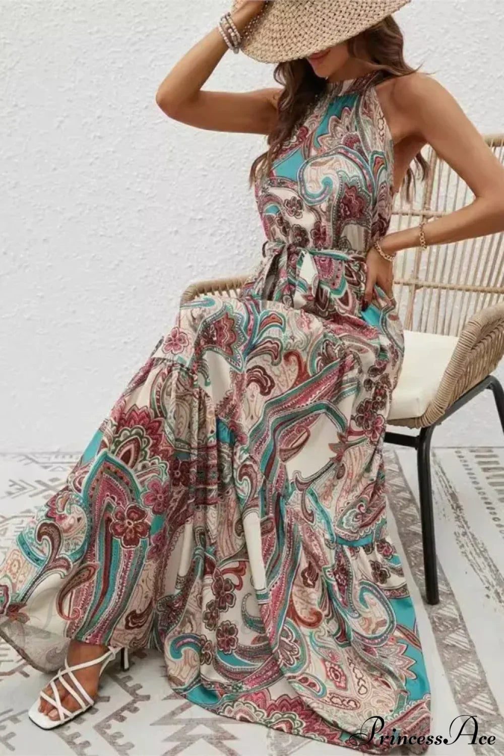 Sexy Vintage Hanging Neck Boho Dress