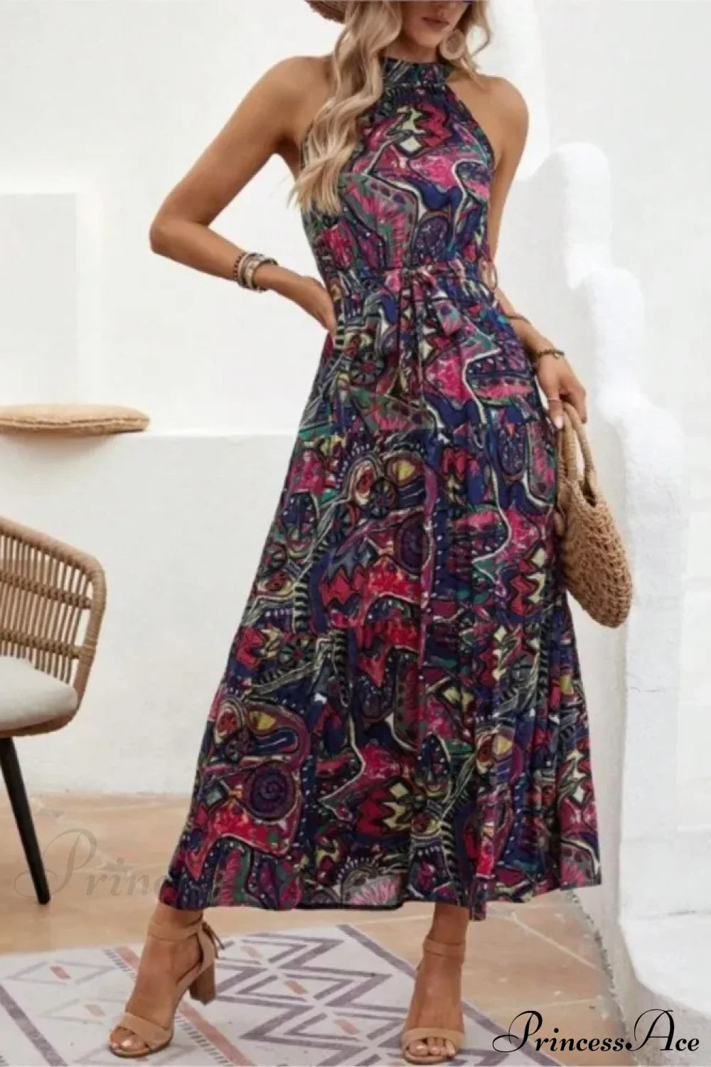 Sexy Vintage Hanging Neck Boho Dress