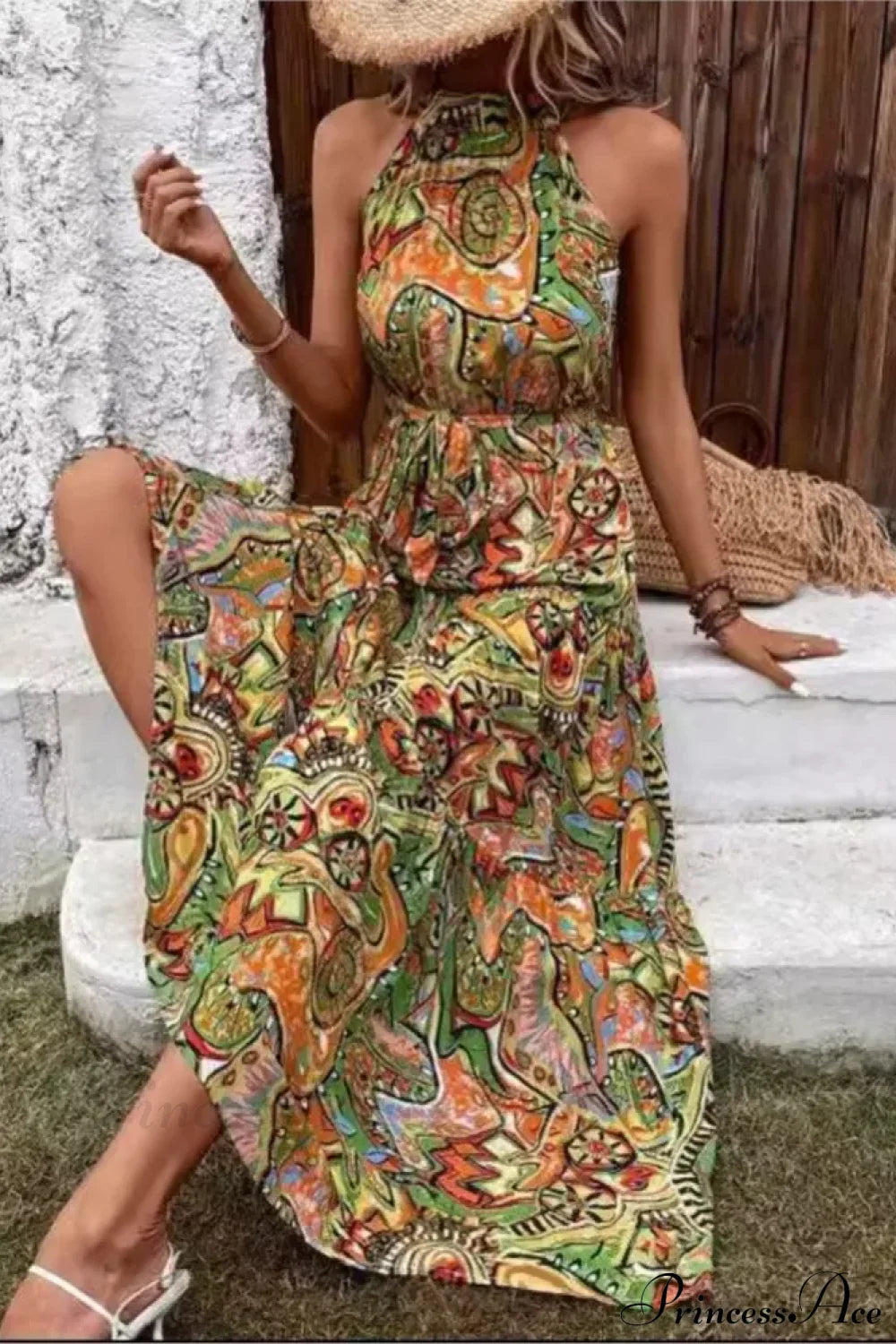 Sexy Vintage Hanging Neck Boho Dress