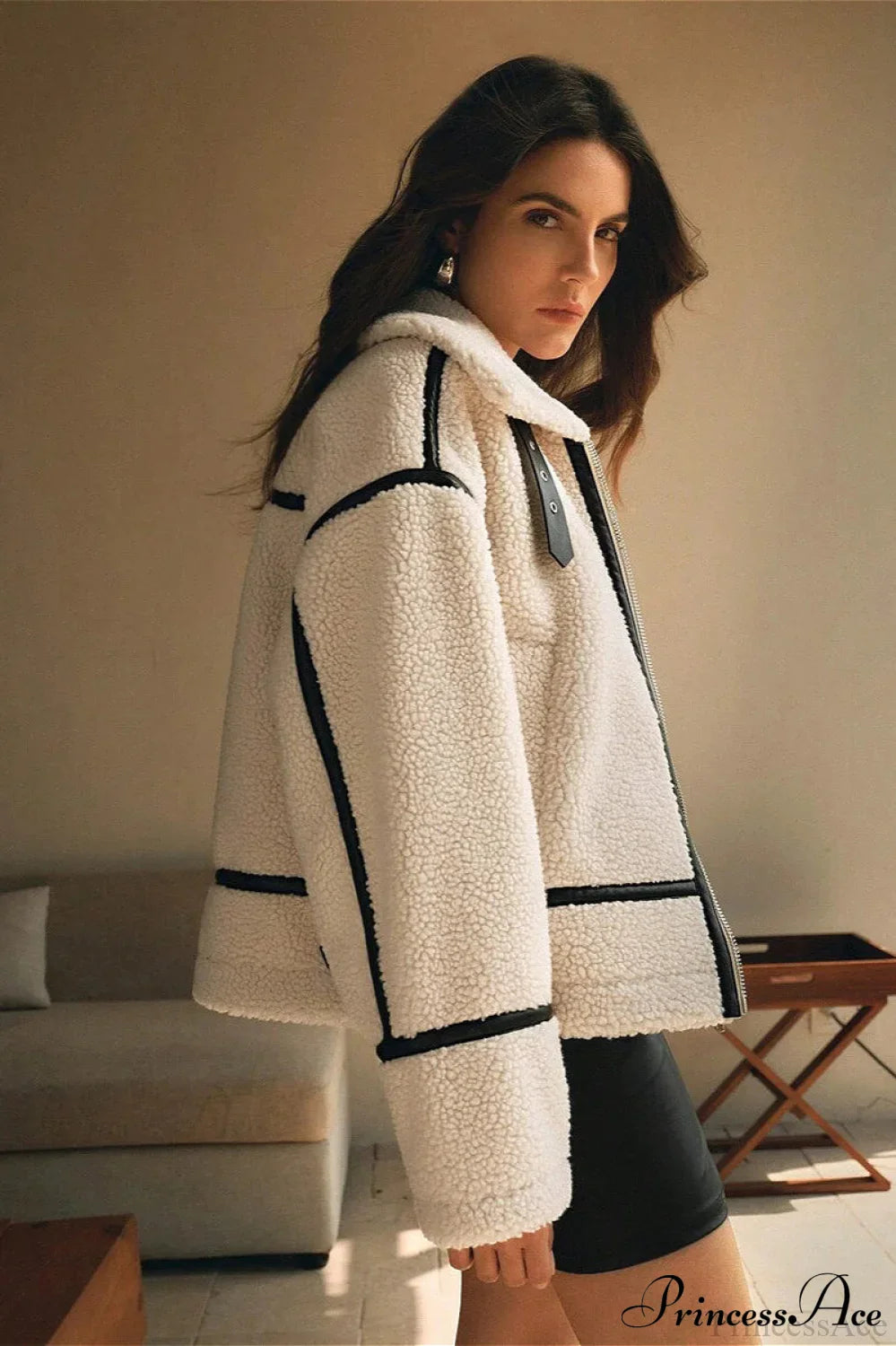 Thick Fleece Shearling Biker Coat for Ultimate Warmth