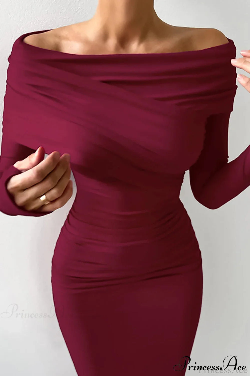 Sheath Off Shoulder Sleek Maxi Dress