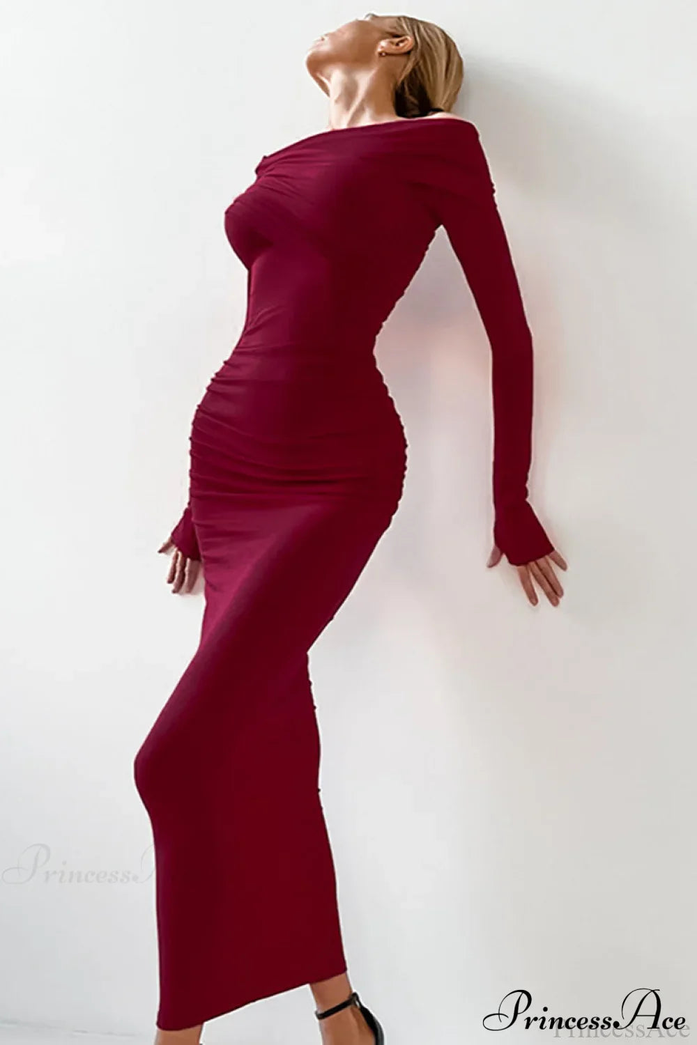 Sheath Off Shoulder Sleek Maxi Dress