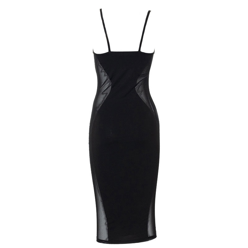 Sheer Mesh Panel Underwire Sleeveless Bodycon Midi Dress 4