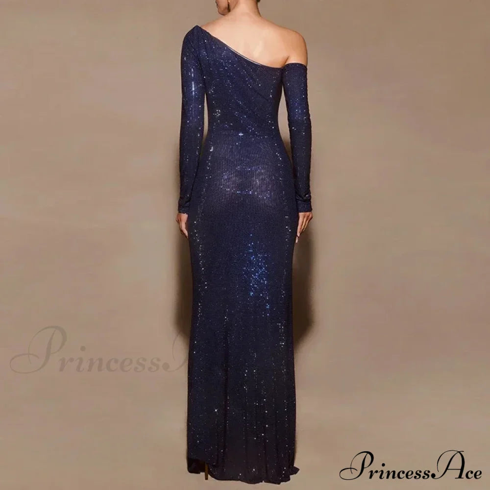 Sheer Mesh Sequin Banquet Party Dress