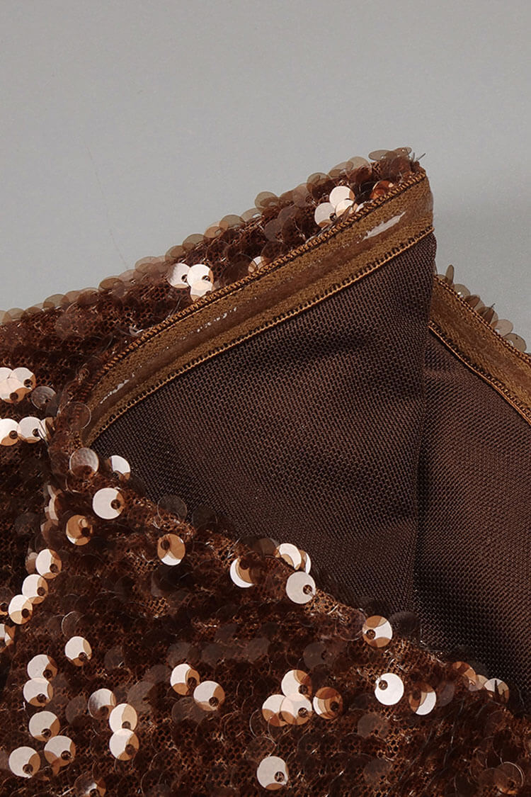 Shimmering Sequin Tie Front Jacket Fishtail Maxi Skirt Matching Set