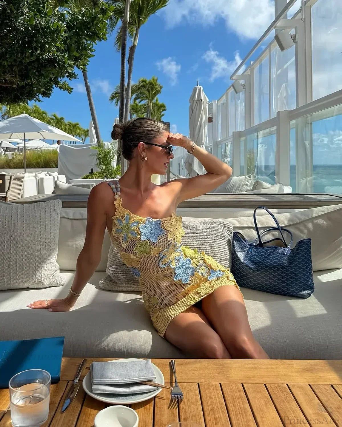 Shiny Bandeau Thong Sexy Bikini Set yellow / S