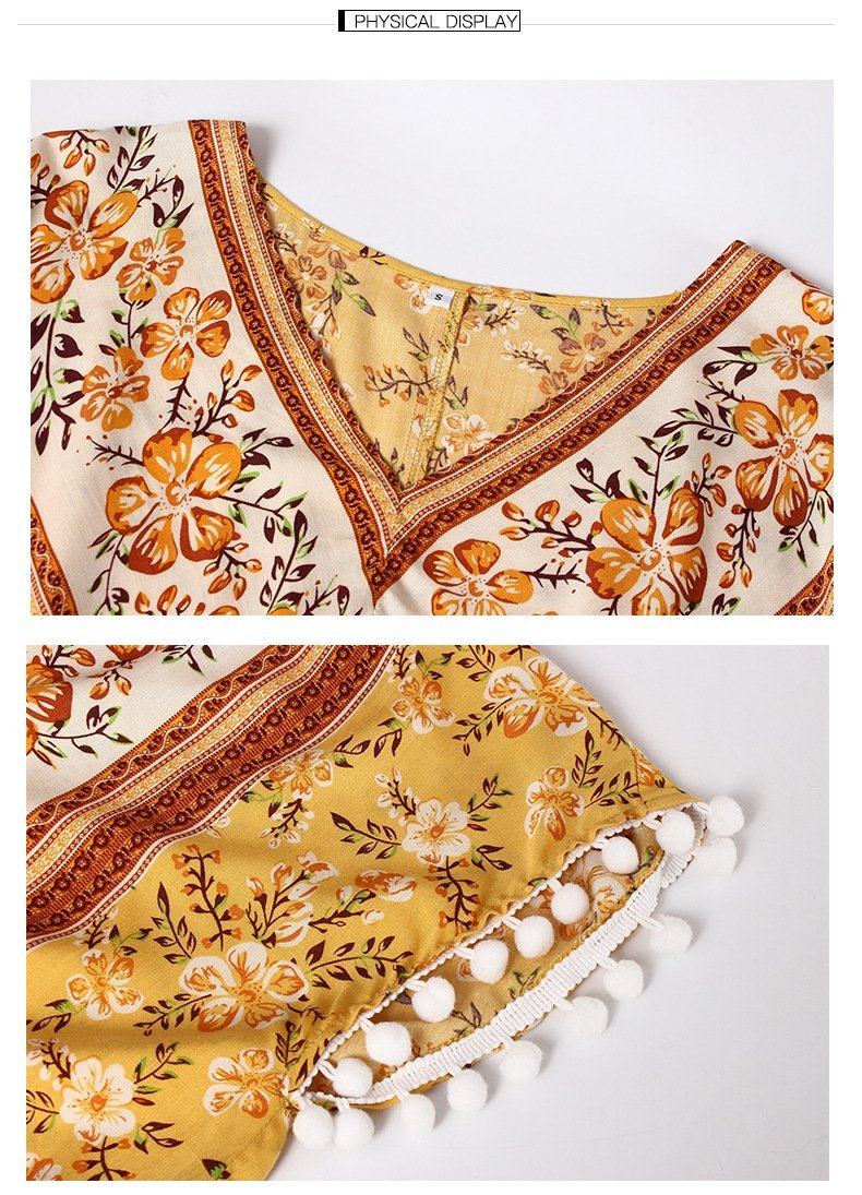 Short Sleeve Geometric Print Boho Dress 9