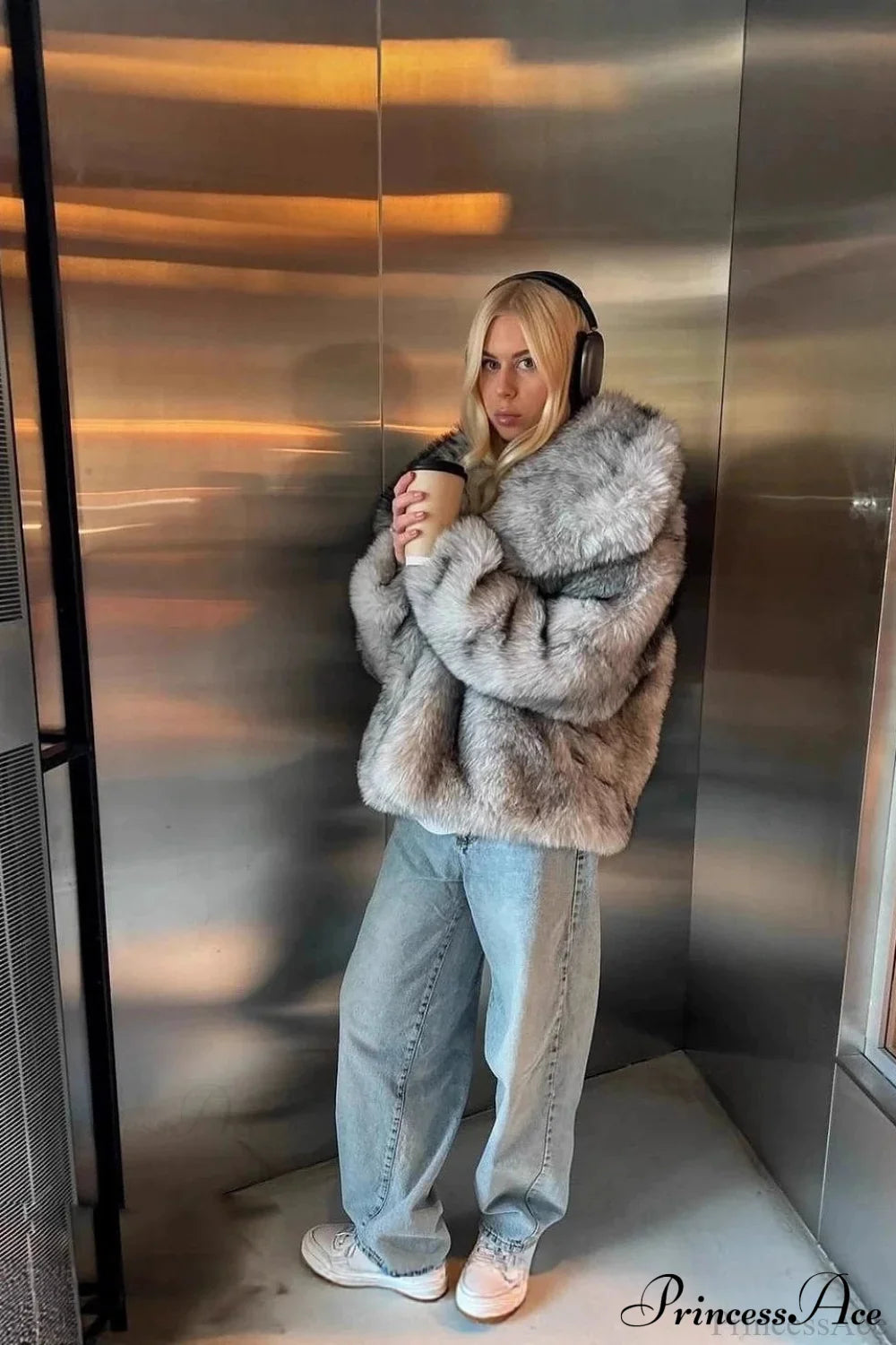 Silver Fox Faux Fur Short Coat for Luxurious Comfort