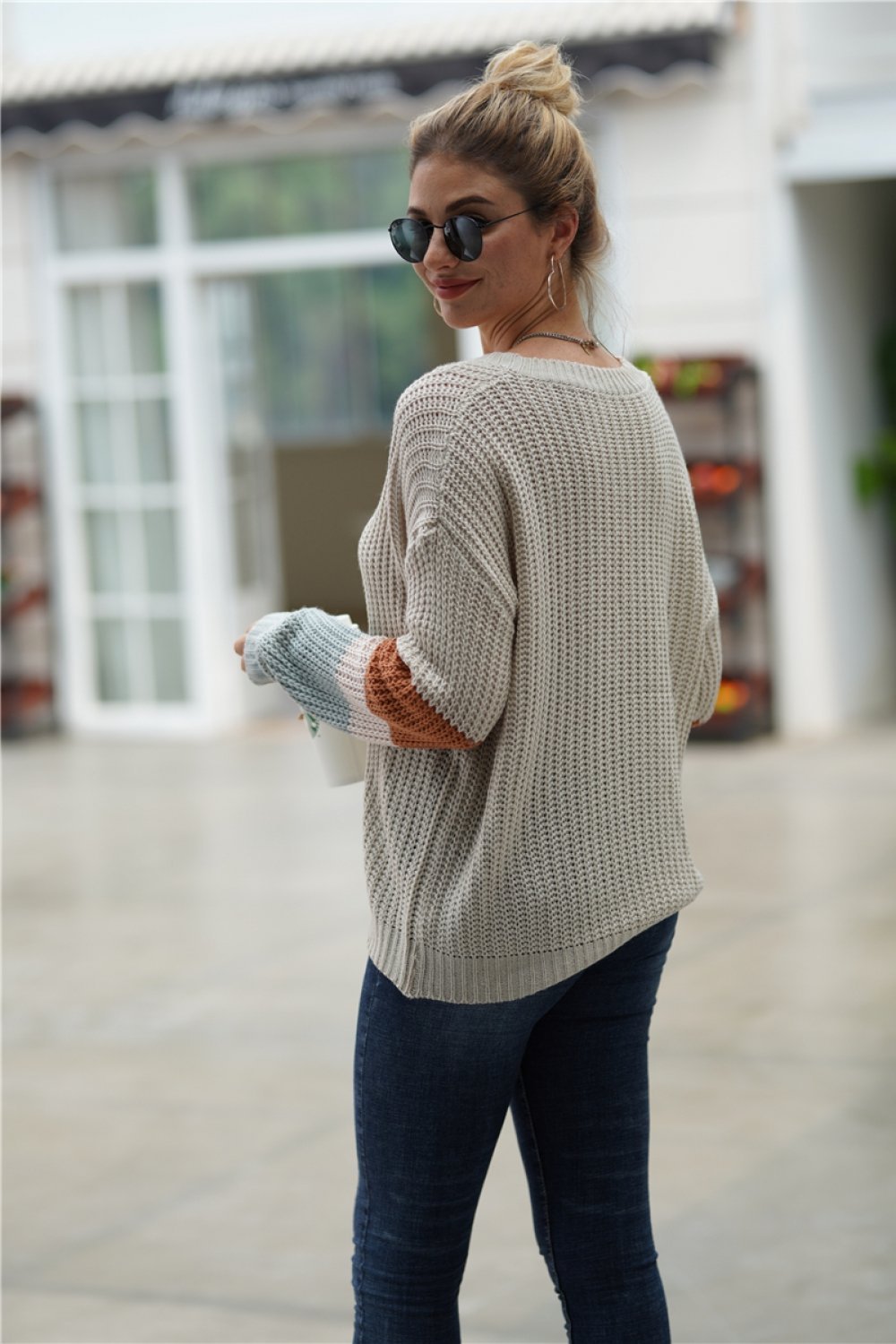 RadyRin Classic Grey Round Neck Loose Fit Sweater