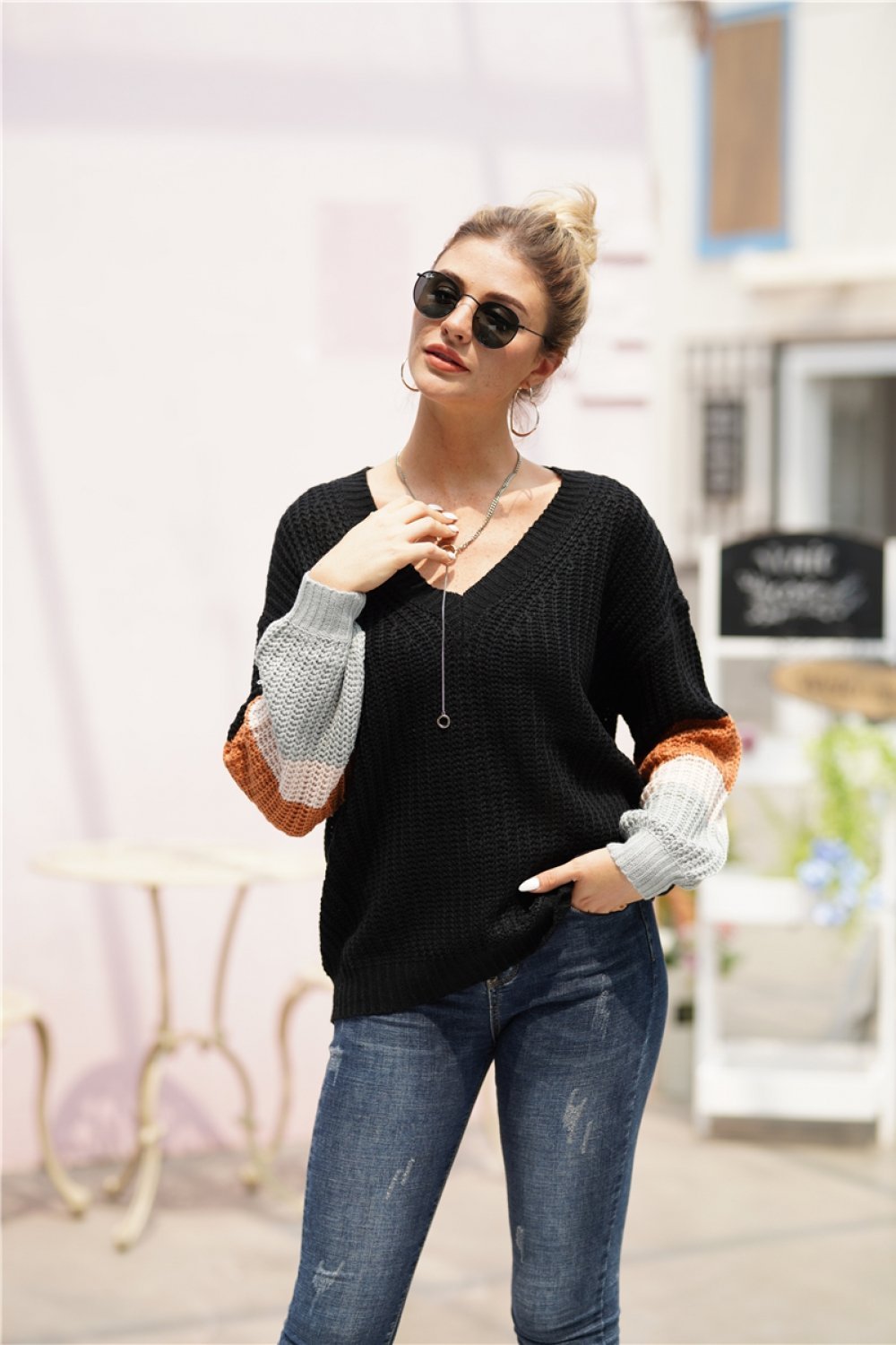 RadyRin Chic Round Neck Loose Sweater for Effortless Style