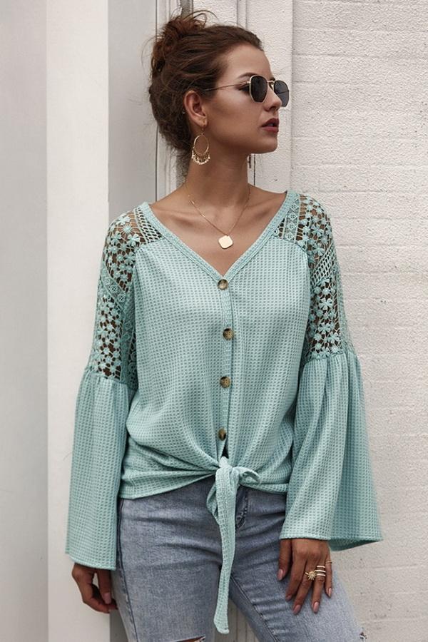 Single Breasted Front Knot Shirt