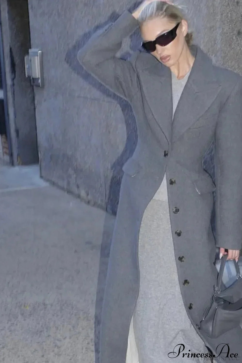 Single-Breasted Wool Coat Grey / S