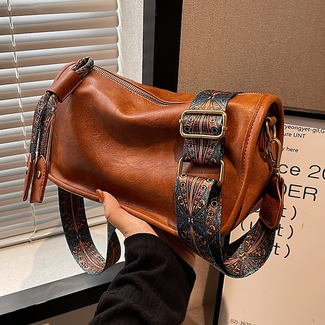 with Vintage Leather Bohemian Strap Handbag PU