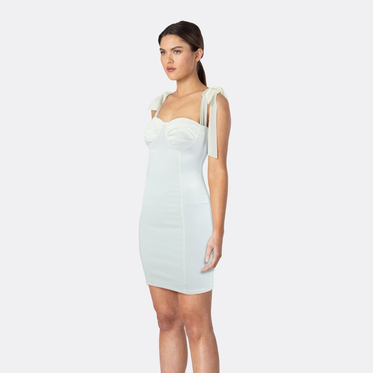 Chiffon Sweetheart Ruched Tie-Strap Corset Dress 8