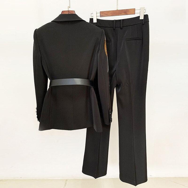 KittenAlarm - Skyla Long Sequin Blazer With Flare Pants