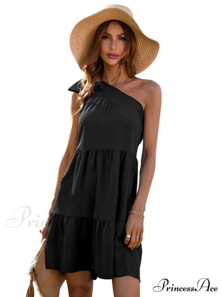 slant Women's Ruffle neck solid Dress