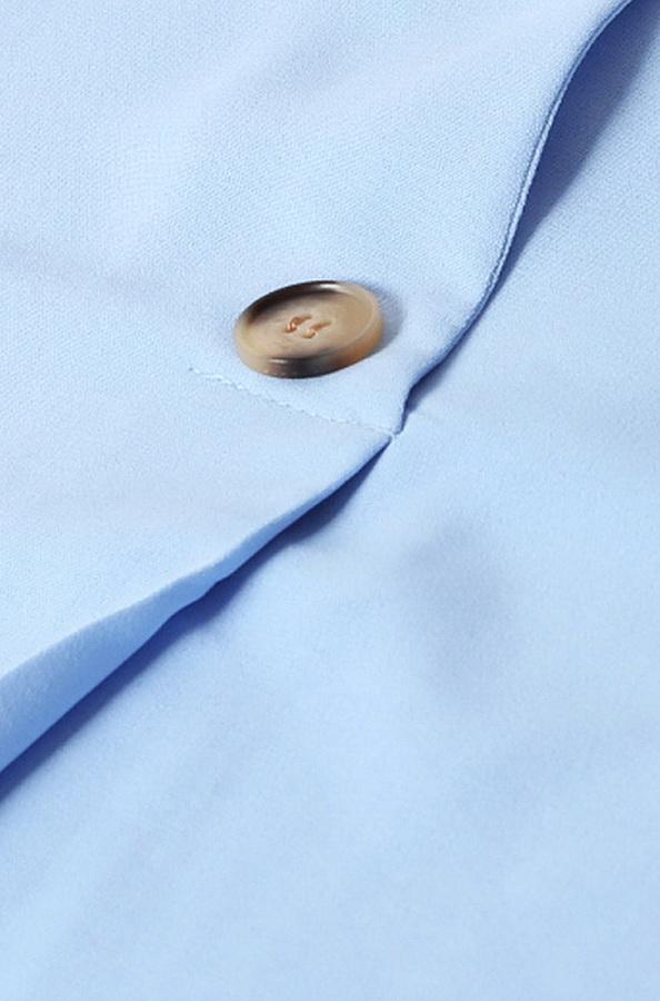 Sleeveless V-neck Single-button Pure-color Blouse - Fashionpara