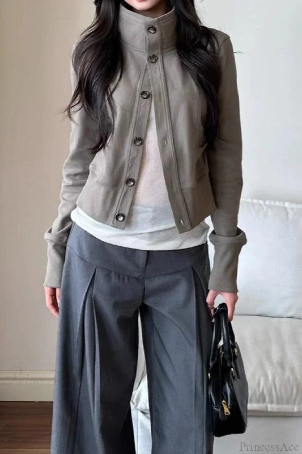 Slim Cropped Turtleneck Casual Jacket 5