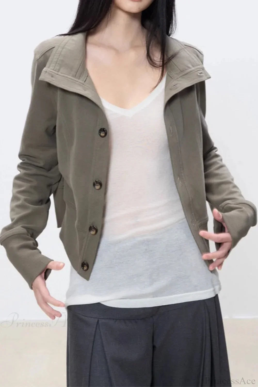 Slim Cropped Turtleneck Casual Jacket 3