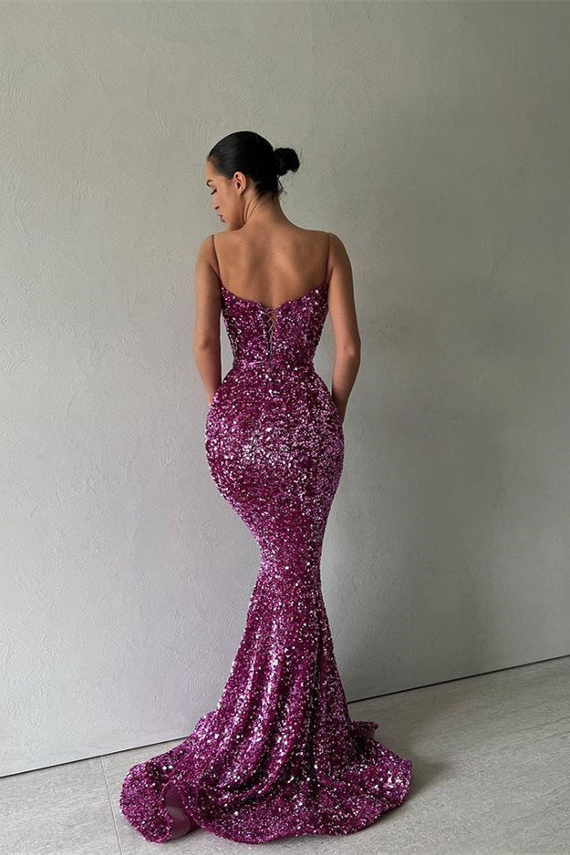Slim Sequined Mermaid Prom Dress Charming Spaghetti
