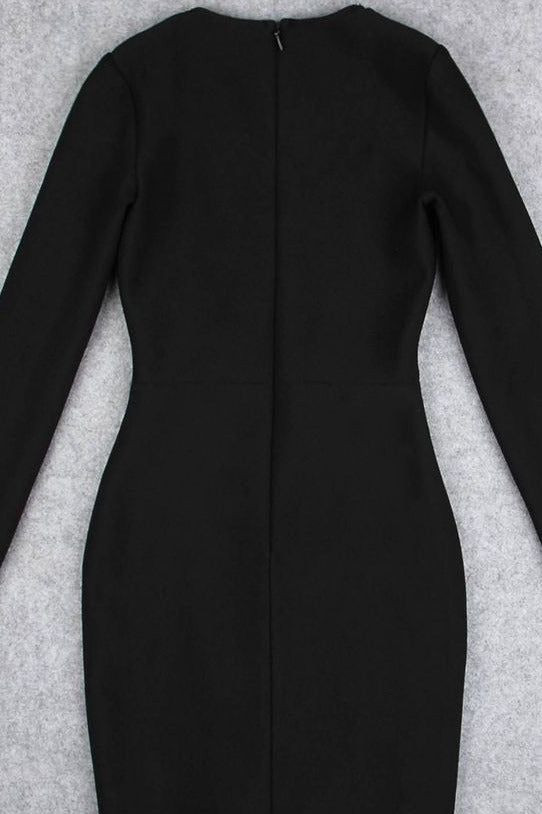 Sofie Long Sleeve Bodycon Mini Dress - Classic Black - Fashionpara