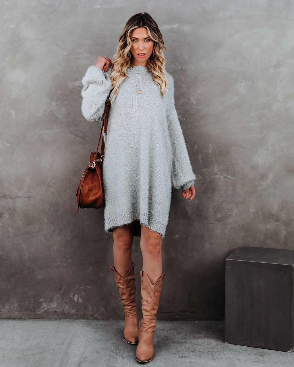 So In Love Knit Mini Dress in Elegant Heather Grey