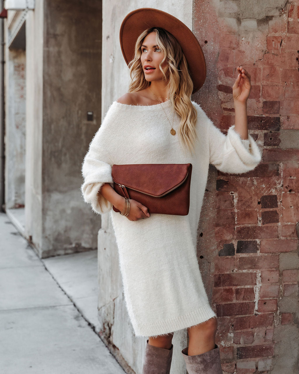 So In Love Knit Mini Dress in Elegant Ivory Color
