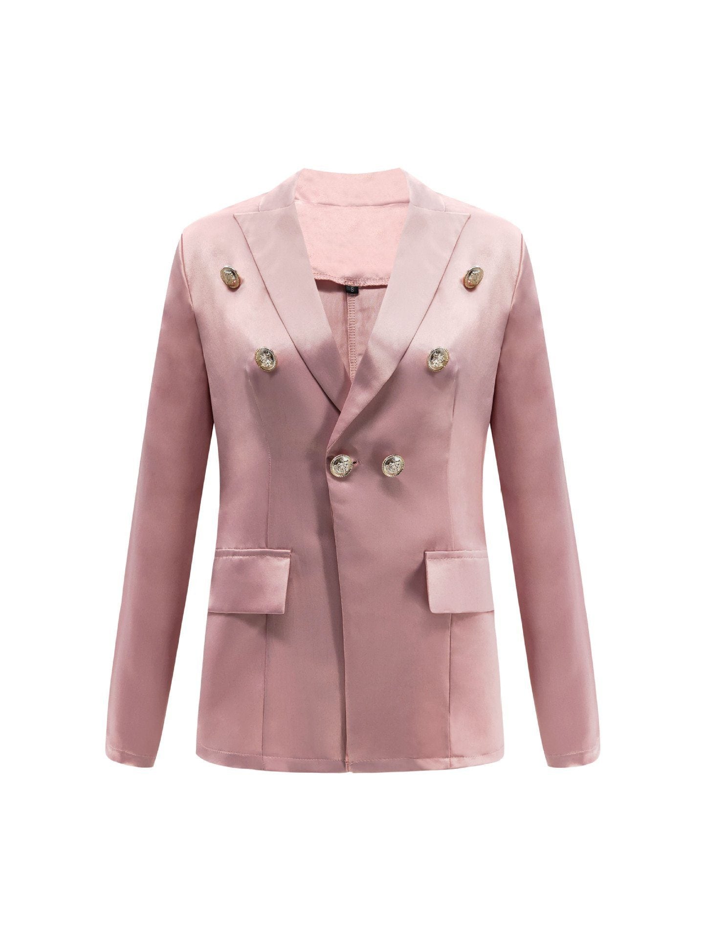 Solid Color Blazer with Elegant Button Detail for Style
