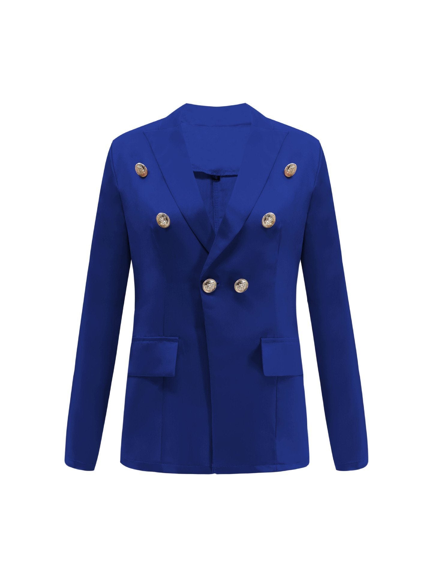 Solid Color Buttons Blazer Jacket 5201812281308 L blue