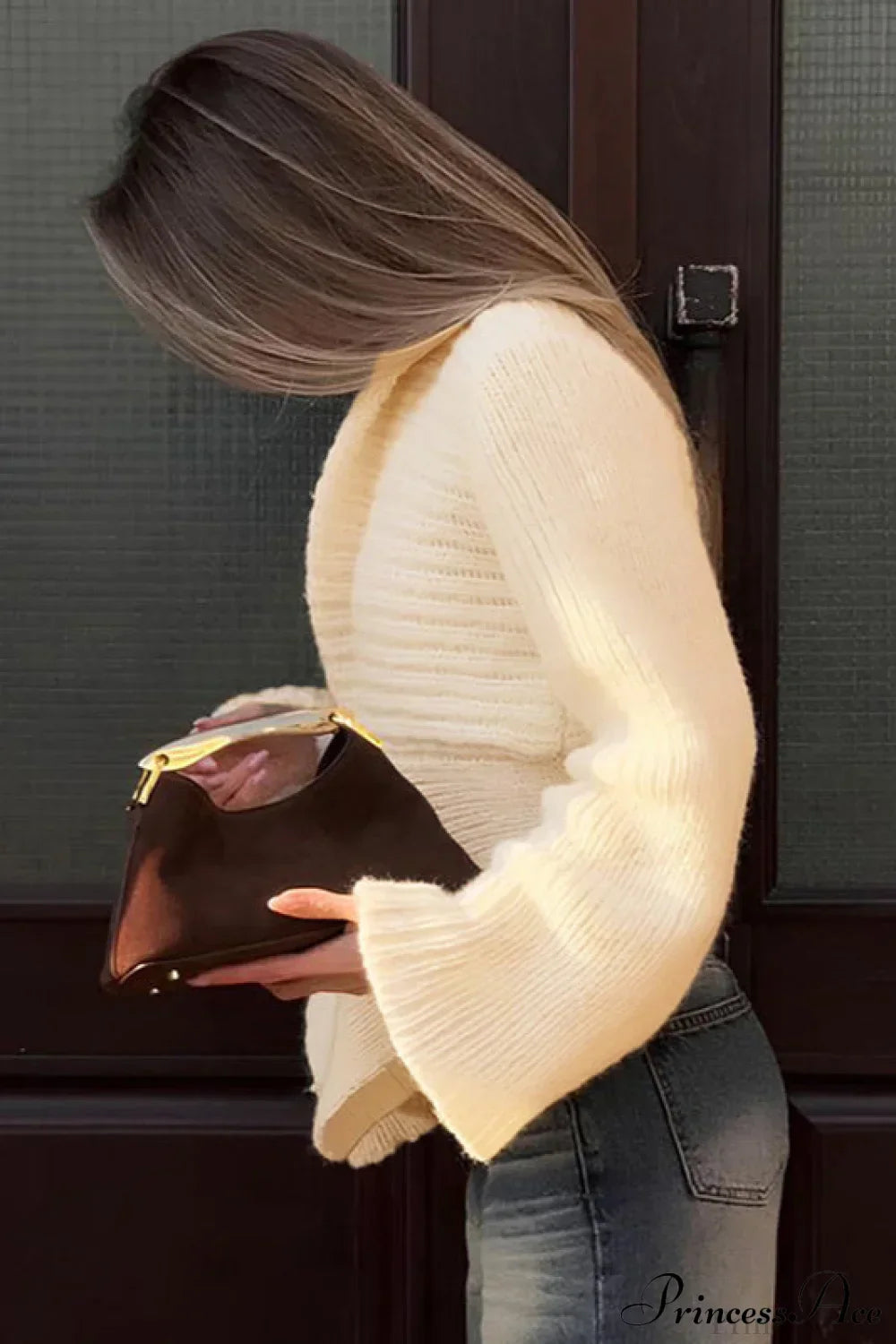 Solid Color Paneled Waist Cinched Knit Cardigan 2