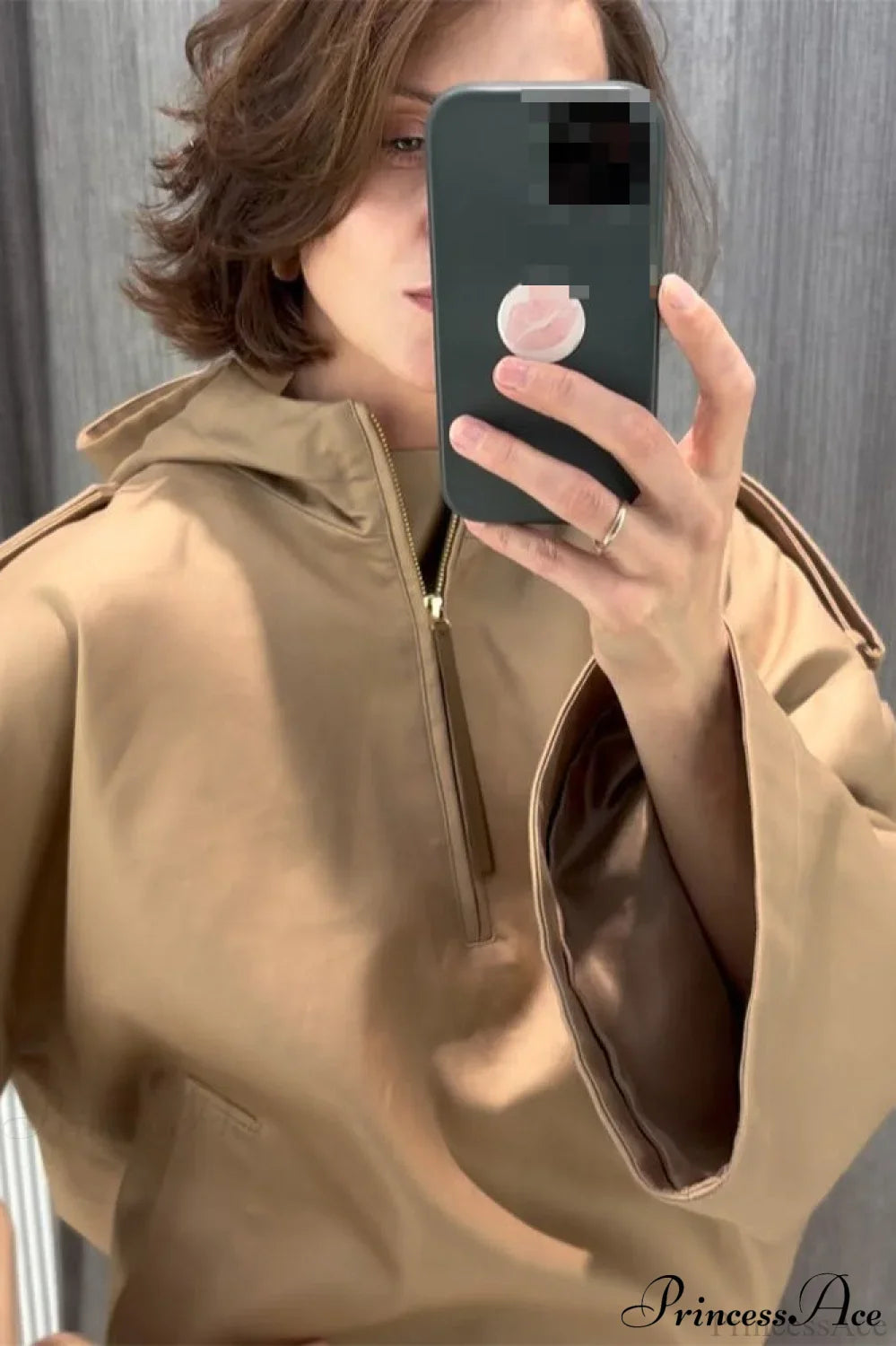 Solid Color Stylish Stand Collar Outdoor Hoodie