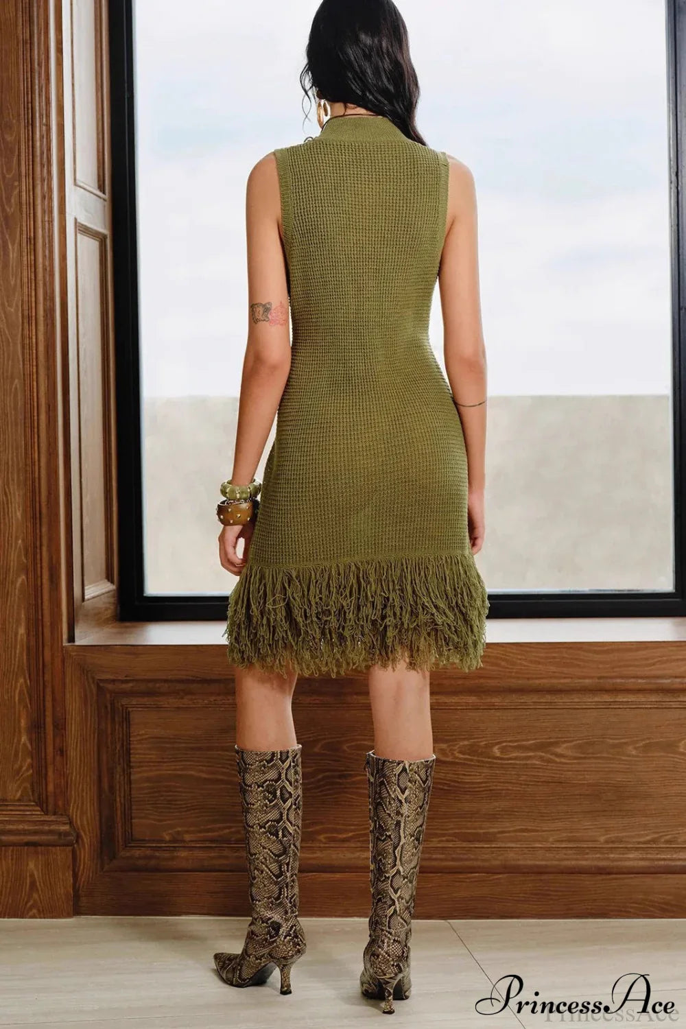 Solid Knit Tassel Bodycon Mini Dress