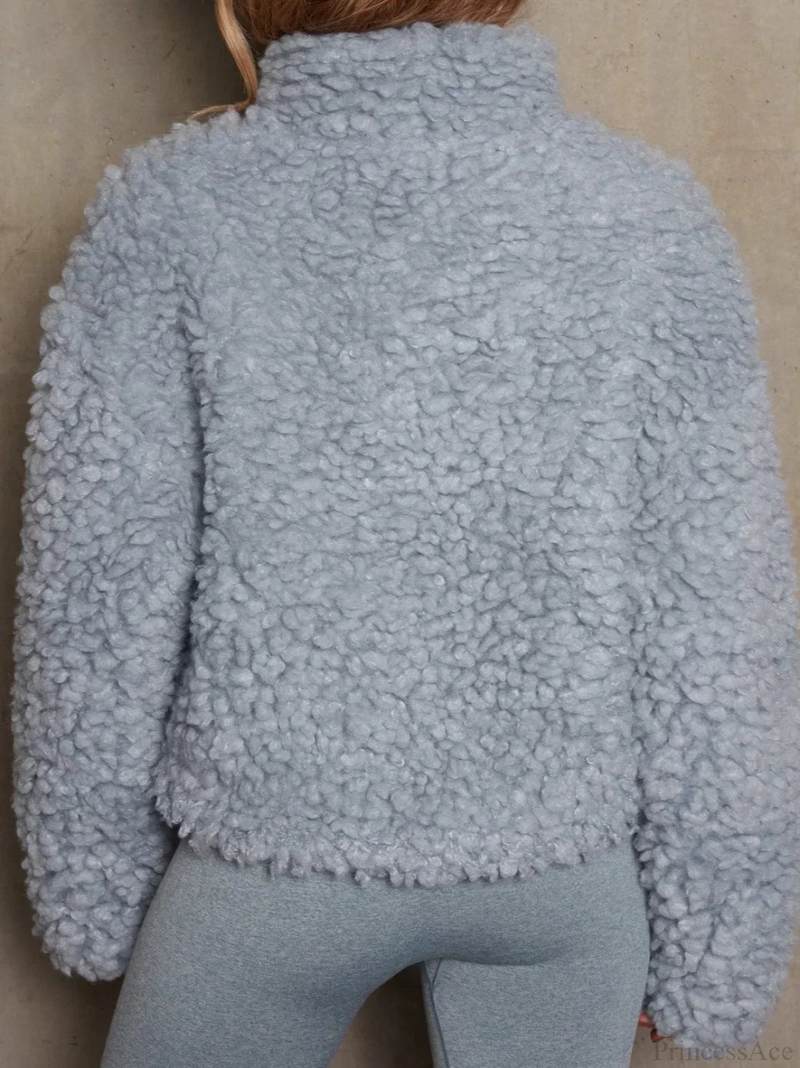 Solid Minimalist Sherpa Cropped Fuzzy Coat 11