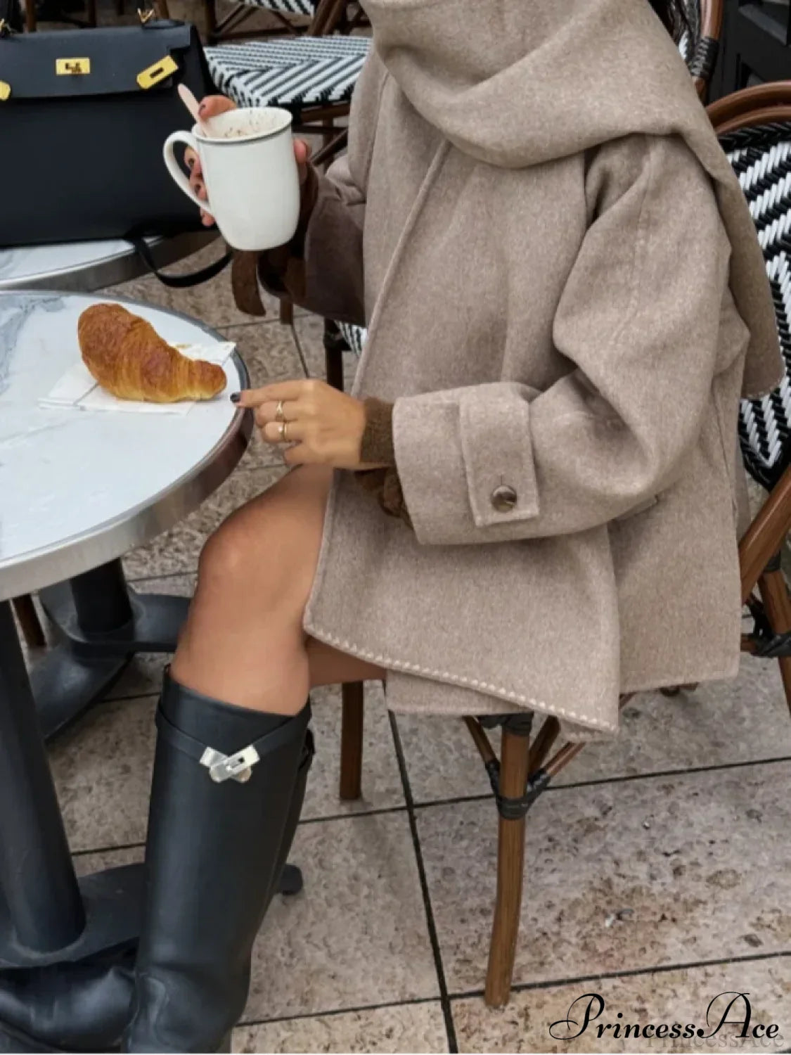 Solid Single Breasted Woolen Coat