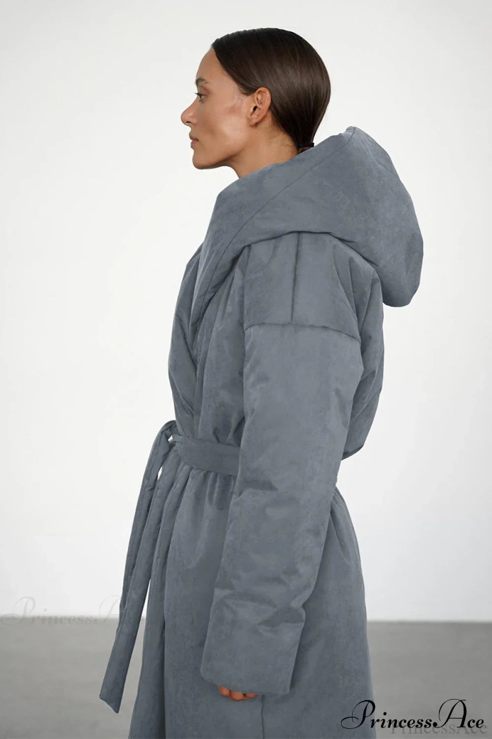 PrincessAce Warm Long Hooded Belted Cotton Puffer Coat