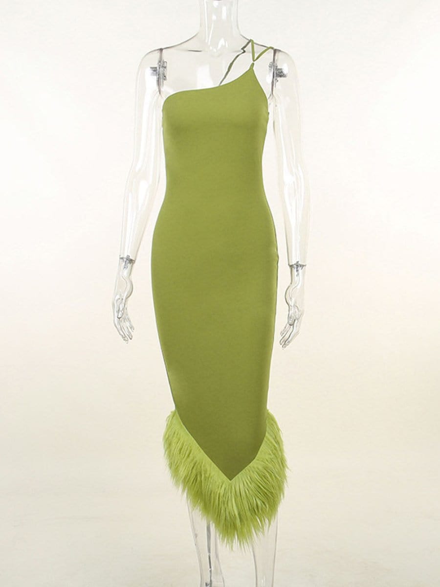 One Shoulder Feather - Fashionpara