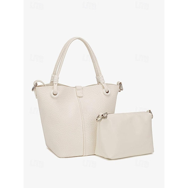 Pouch Stylish Bag Bucket Matching with Leather