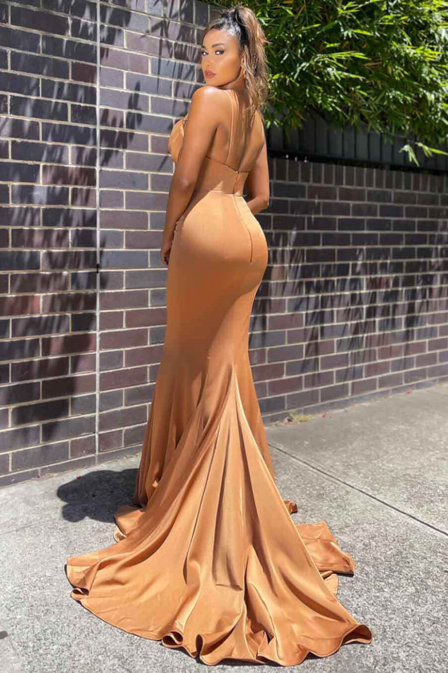 Spaghetti-Straps Mermaid Prom Dress Long Sleeveless With Sequins - Fashionpara