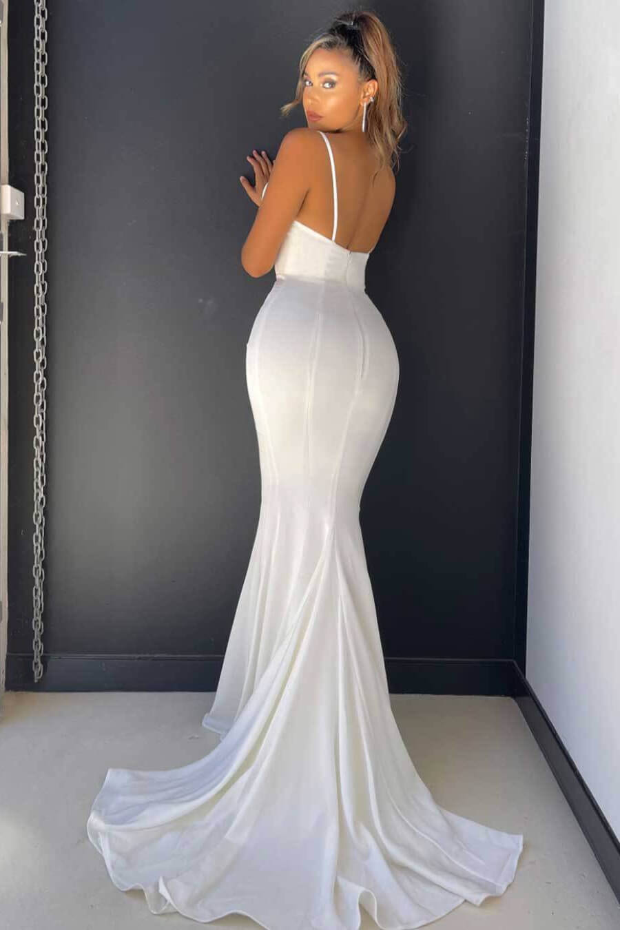 Spaghetti-Straps Mermaid Prom Dress Long Sleeveless With Sequins - Fashionpara