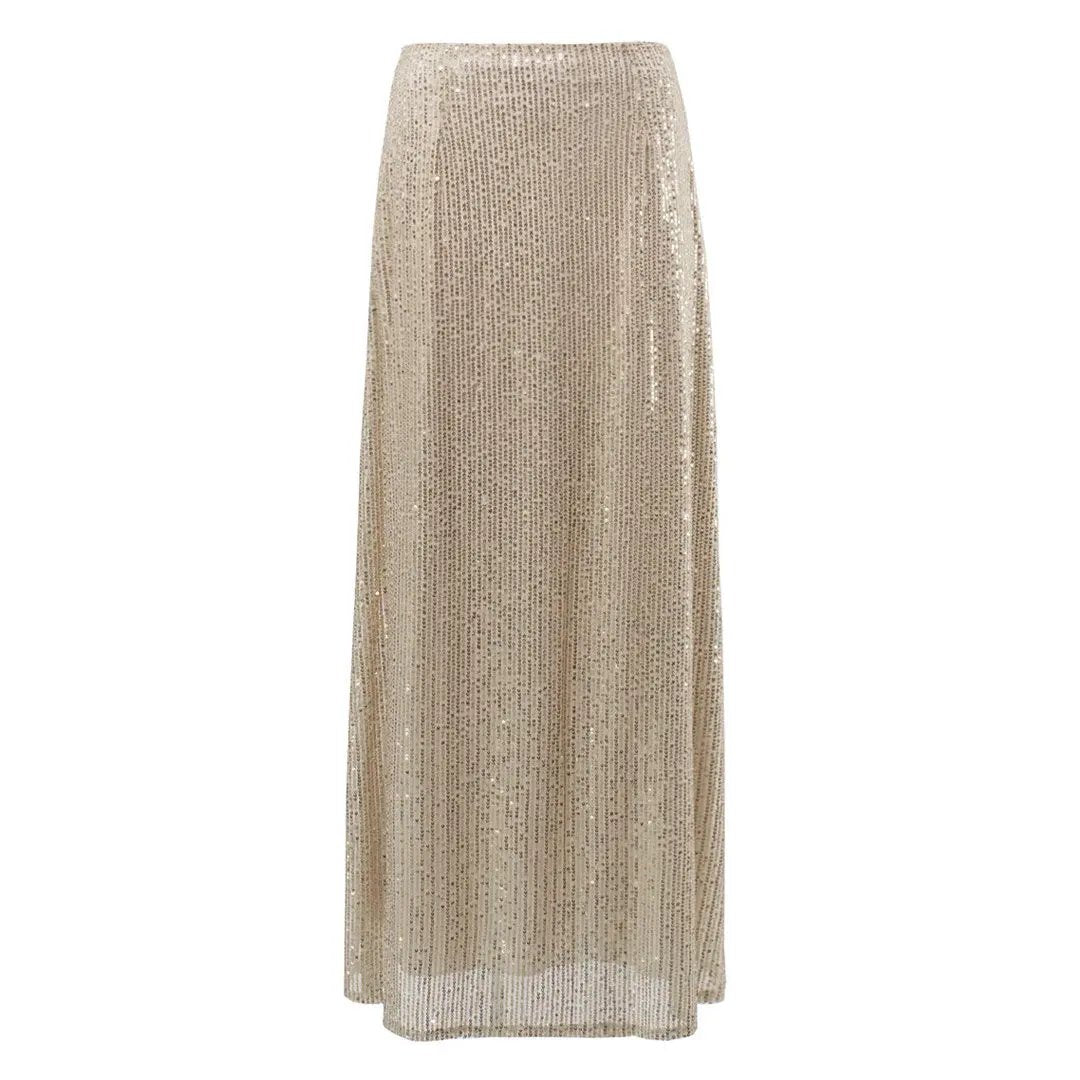 Sparkly Disco Style Drop Waist A Line Party Maxi Sequin Skirt - Gold  Fashionpara