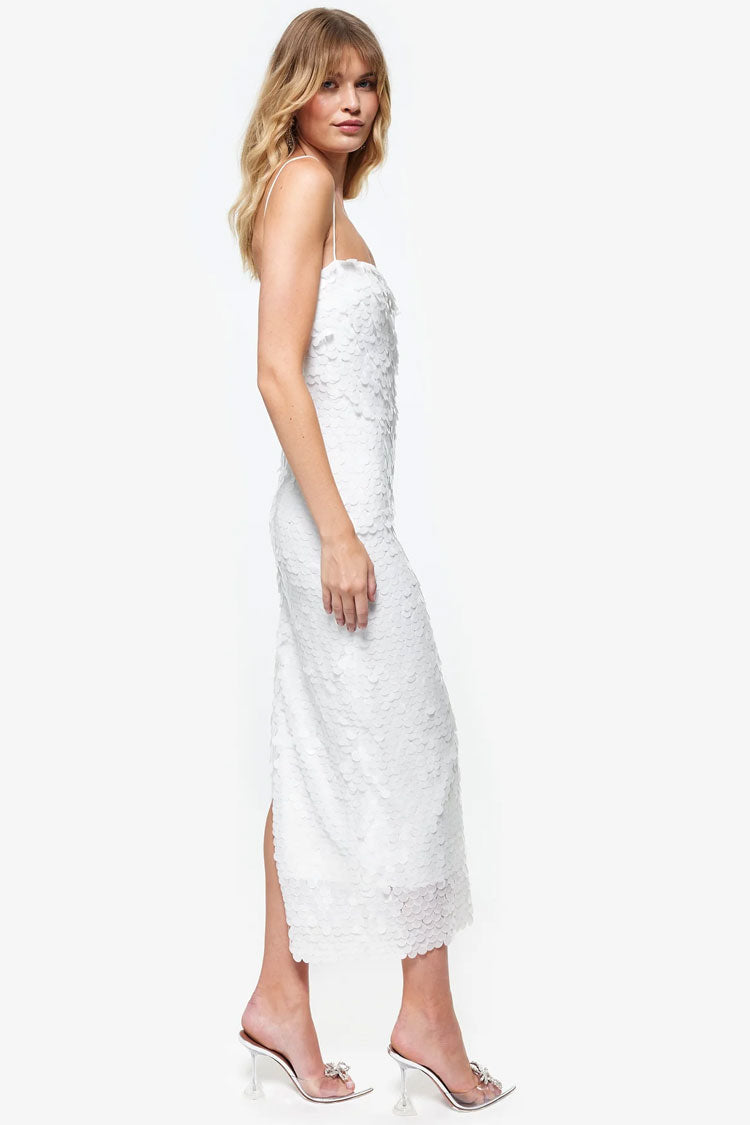 Sequin Square Neck Spaghetti Strap Bodycon Midi Dress - View 2