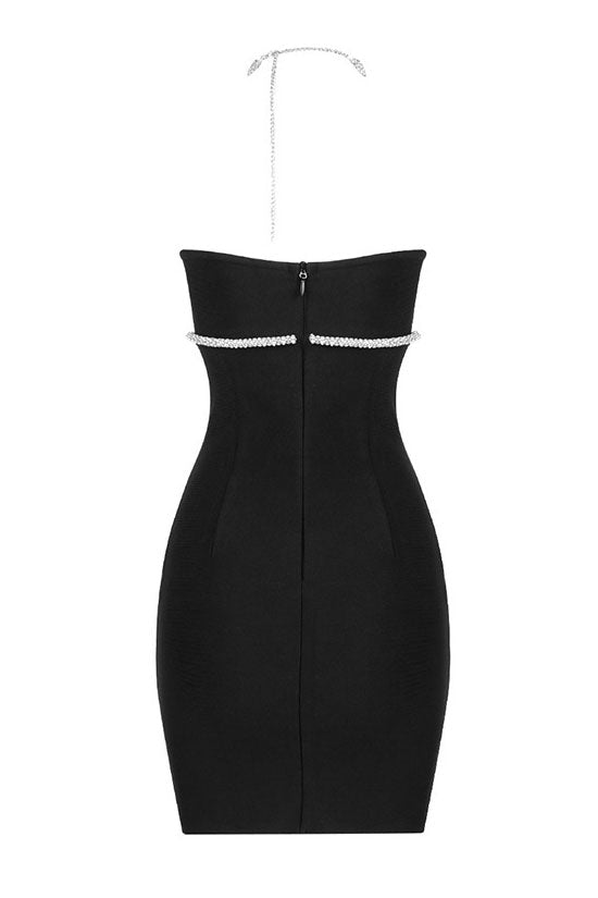Strapless Bustier Rhinestone Chain Bodycon Mini Dress - View 4