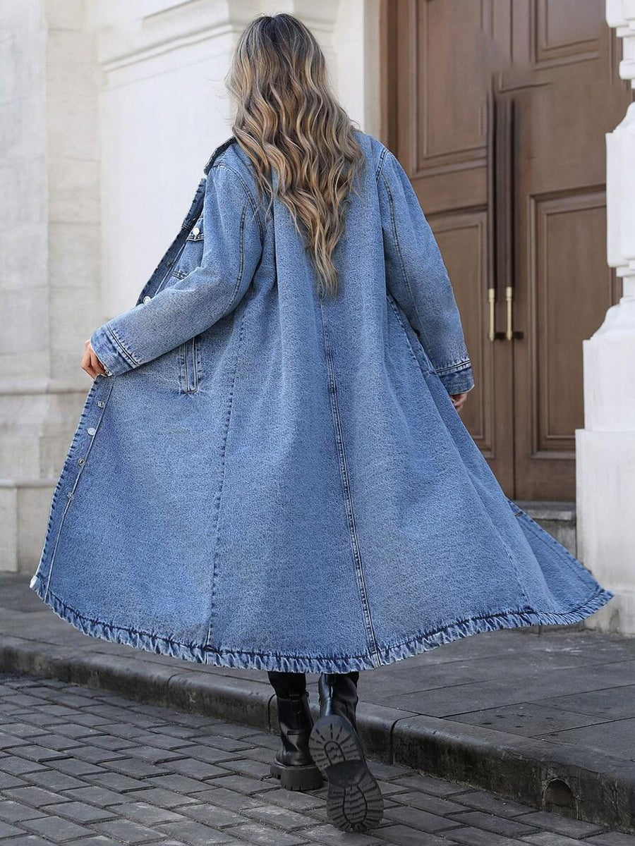 Button Front Longline Denim Jacket 3