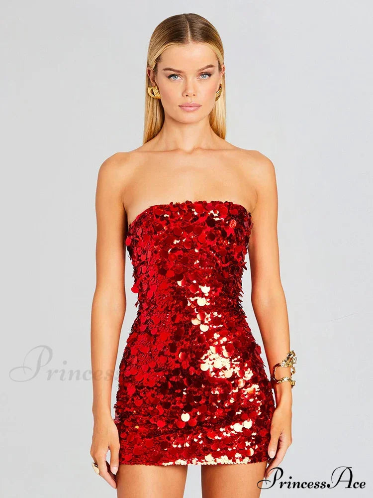 Strapless Mini Sequin Party Dress