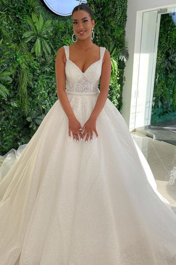 Straps Wedding Dress Mermaid Sweetheart Ball Gown Lace - Fashionpara