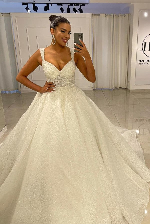 Straps Wedding Dress Mermaid Sweetheart Ball Gown Lace - Fashionpara